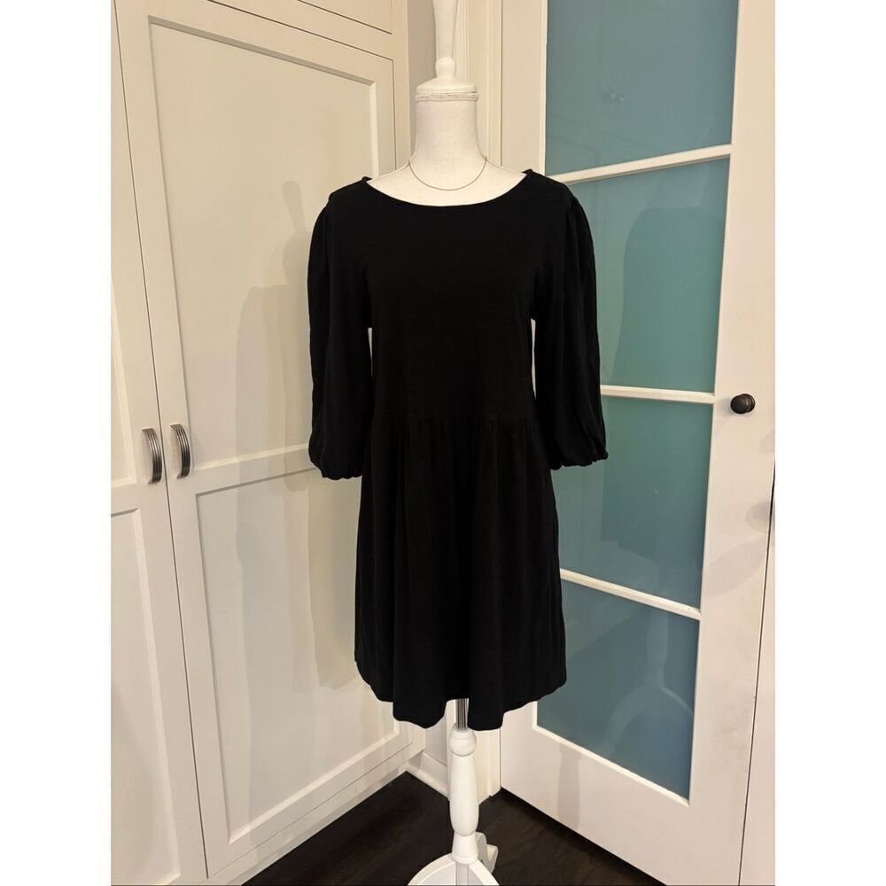 Sanctuary Women's Black Organic Cotton Blend Long Sleeve Fit & Flare Dress Small